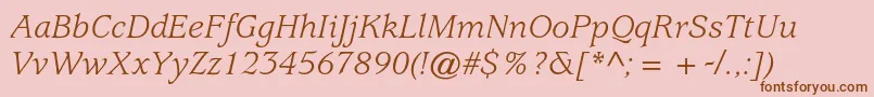 UsherwoodstdBookitalic Font – Brown Fonts on Pink Background