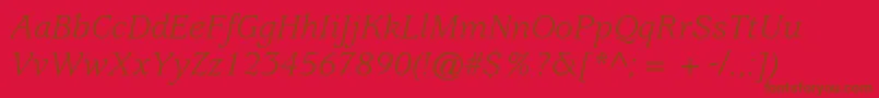 UsherwoodstdBookitalic Font – Brown Fonts on Red Background