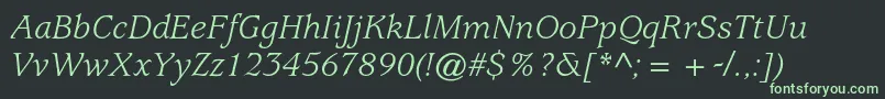 UsherwoodstdBookitalic Font – Green Fonts on Black Background