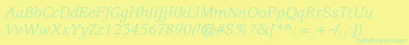 UsherwoodstdBookitalic Font – Green Fonts on Yellow Background