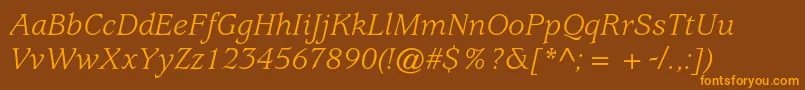 UsherwoodstdBookitalic Font – Orange Fonts on Brown Background