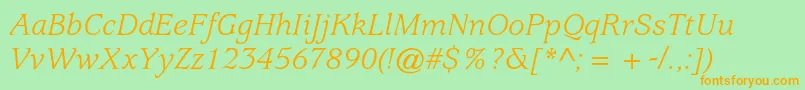 UsherwoodstdBookitalic Font – Orange Fonts on Green Background