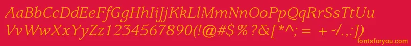 フォントUsherwoodstdBookitalic – 赤い背景にオレンジの文字