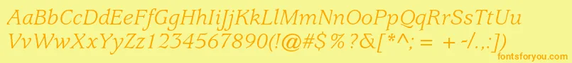 UsherwoodstdBookitalic Font – Orange Fonts on Yellow Background
