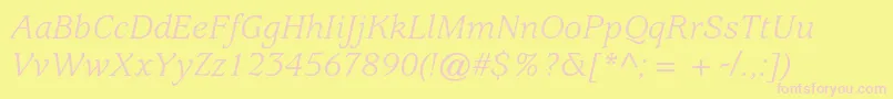 Шрифт UsherwoodstdBookitalic – розовые шрифты на жёлтом фоне