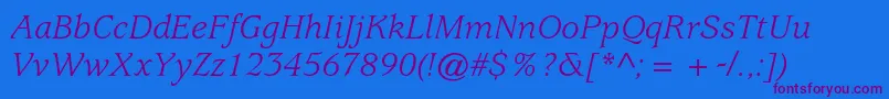 UsherwoodstdBookitalic Font – Purple Fonts on Blue Background