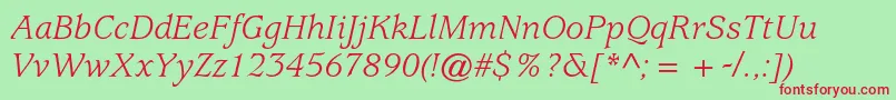 Шрифт UsherwoodstdBookitalic – красные шрифты на зелёном фоне
