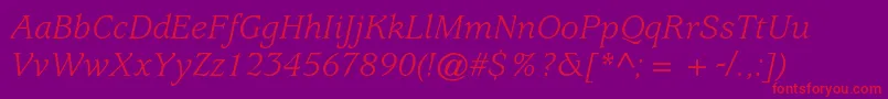 UsherwoodstdBookitalic Font – Red Fonts on Purple Background