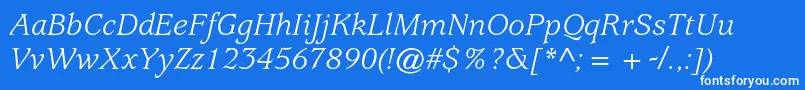 UsherwoodstdBookitalic Font – White Fonts on Blue Background