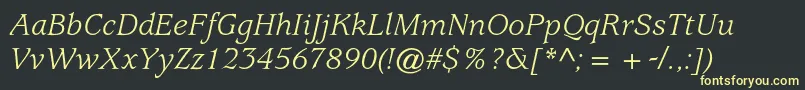 UsherwoodstdBookitalic Font – Yellow Fonts on Black Background