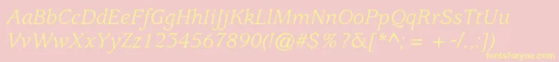 UsherwoodstdBookitalic Font – Yellow Fonts on Pink Background