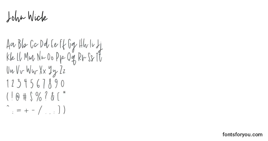 Schriftart John Wick – Alphabet, Zahlen, spezielle Symbole