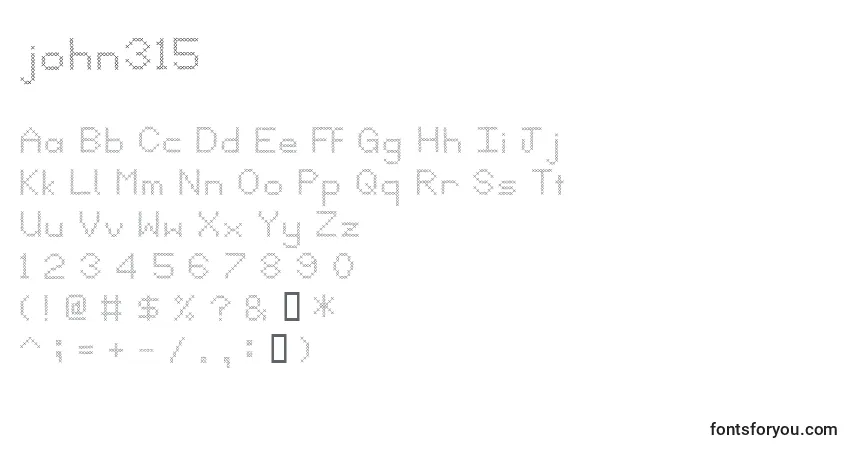 Czcionka John315 (131032) – alfabet, cyfry, specjalne znaki