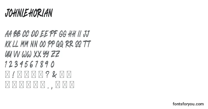 Шрифт JohnieHorian – алфавит, цифры, специальные символы