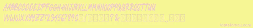 JohnieHorian-Schriftart – Rosa Schriften auf gelbem Hintergrund