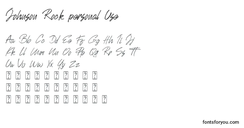 Czcionka Johnson Rock personal Use – alfabet, cyfry, specjalne znaki