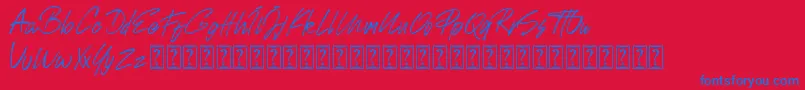 Johnson Rock personal Use Font – Blue Fonts on Red Background