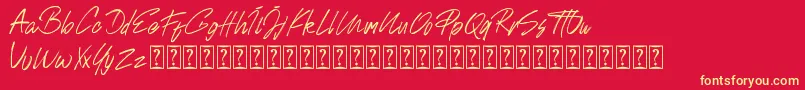 Johnson Rock personal Use-Schriftart – Gelbe Schriften auf rotem Hintergrund
