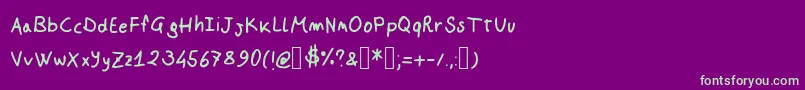 Johnson Script-fontti – vihreät fontit violetilla taustalla