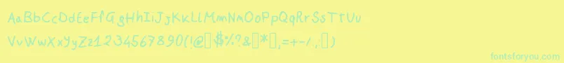 Johnson Script-fontti – vihreät fontit keltaisella taustalla