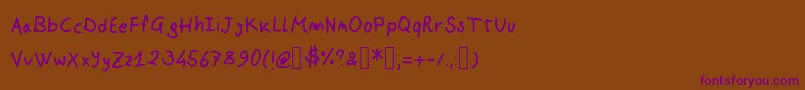 Czcionka Johnson Script – fioletowe czcionki na brązowym tle