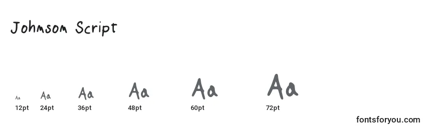 Johnson Script Font Sizes