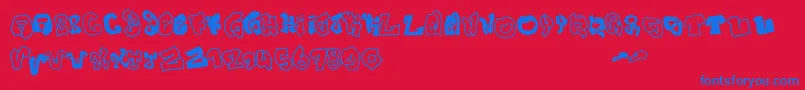 JOKER SIZE-Schriftart – Blaue Schriften auf rotem Hintergrund