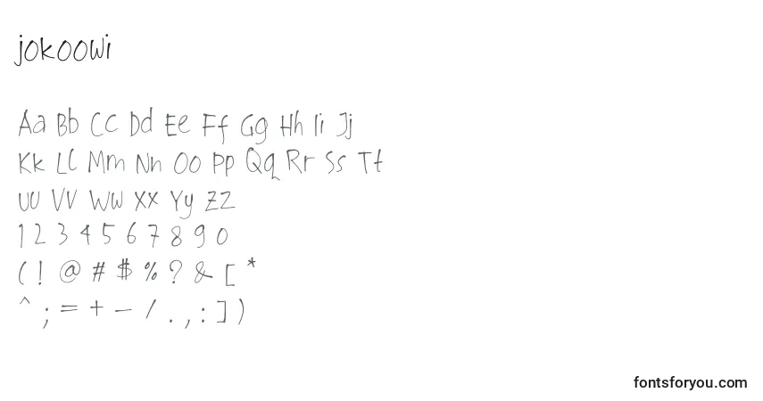 A fonte Jokoowi – alfabeto, números, caracteres especiais