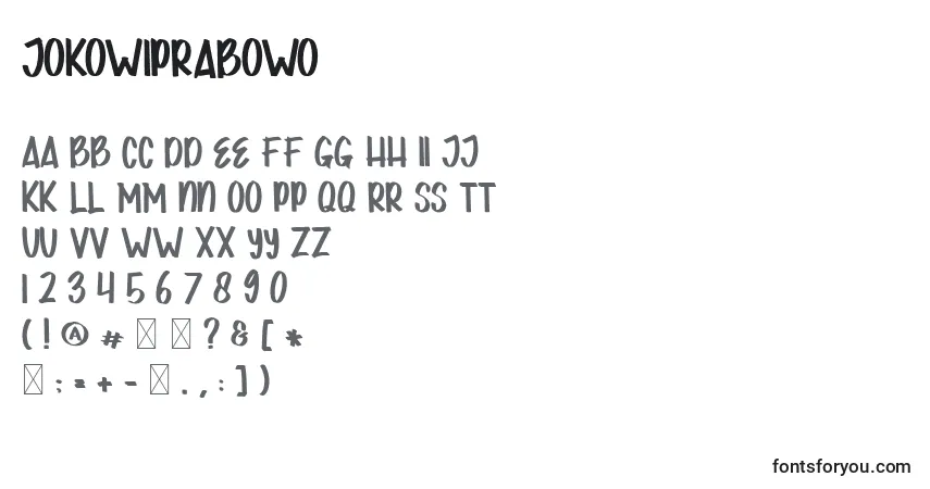JOKOWIPRABOWO (131042)-fontti – aakkoset, numerot, erikoismerkit