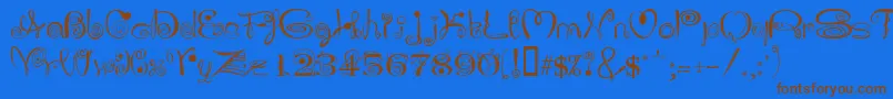 フォントJOLIS    – 茶色の文字が青い背景にあります。