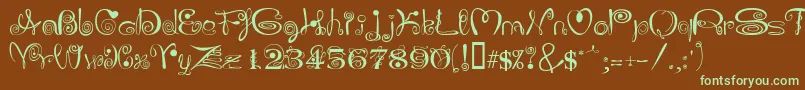フォントJOLIS    – 緑色の文字が茶色の背景にあります。
