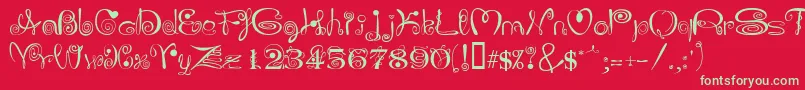 Шрифт JOLIS    – зелёные шрифты на красном фоне