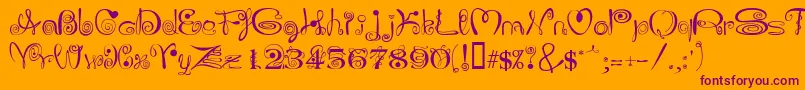 JOLIS   -fontti – violetit fontit oranssilla taustalla
