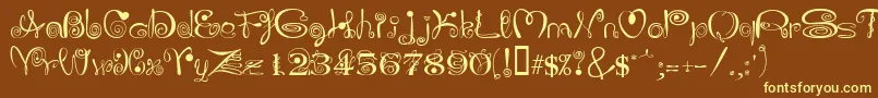 JOLIS   -fontti – keltaiset fontit ruskealla taustalla