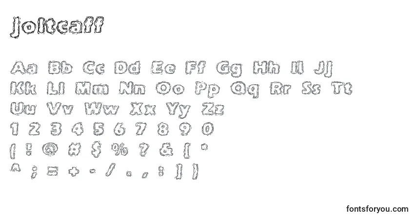 A fonte Joltcaff (131044) – alfabeto, números, caracteres especiais