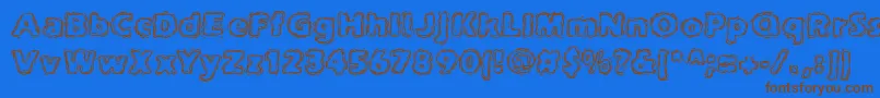 フォントjoltcaff – 茶色の文字が青い背景にあります。