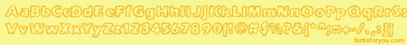 フォントjoltcaff – オレンジの文字が黄色の背景にあります。