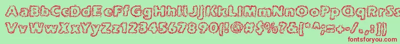 joltcaff-fontti – punaiset fontit vihreällä taustalla