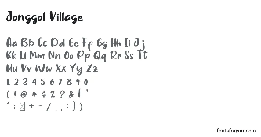 Шрифт Jonggol Village – алфавит, цифры, специальные символы