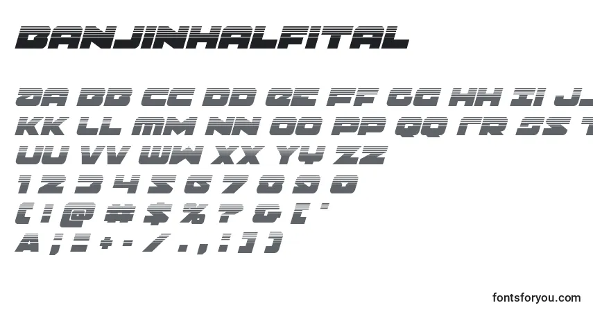 Czcionka Banjinhalfital – alfabet, cyfry, specjalne znaki