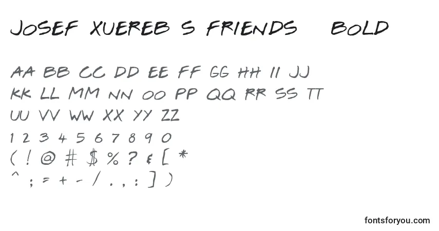 Шрифт Josef Xuereb s Friends   Bold – алфавит, цифры, специальные символы
