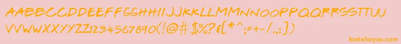 Josef Xuereb s Friends   Bold-Schriftart – Orangefarbene Schriften auf rosa Hintergrund