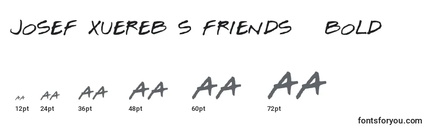 Размеры шрифта Josef Xuereb s Friends   Bold