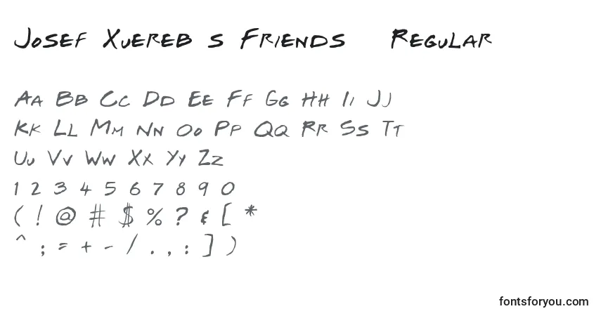 Czcionka Josef Xuereb s Friends   Regular – alfabet, cyfry, specjalne znaki