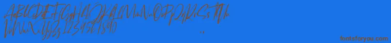 Josephine-Schriftart – Braune Schriften auf blauem Hintergrund