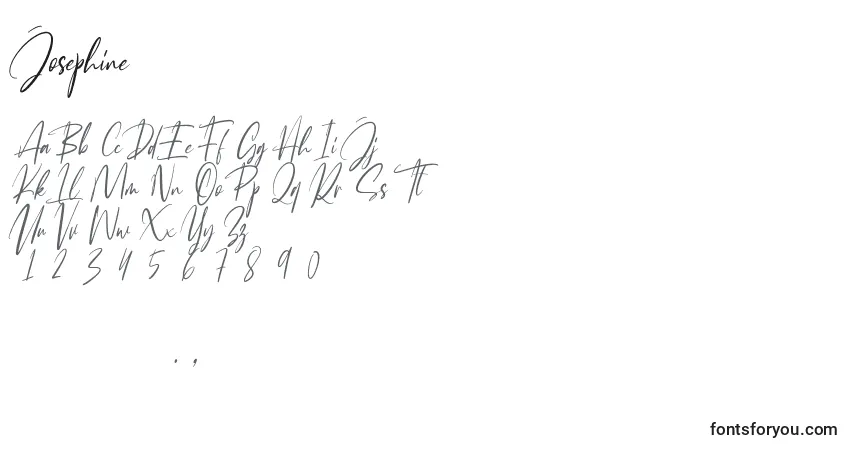 Schriftart Josephine (131057) – Alphabet, Zahlen, spezielle Symbole
