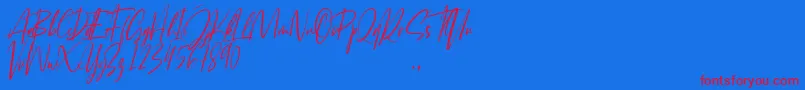 Josephine-Schriftart – Rote Schriften auf blauem Hintergrund