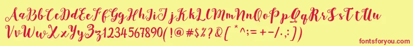 フォントJoshan Demo – 赤い文字の黄色い背景