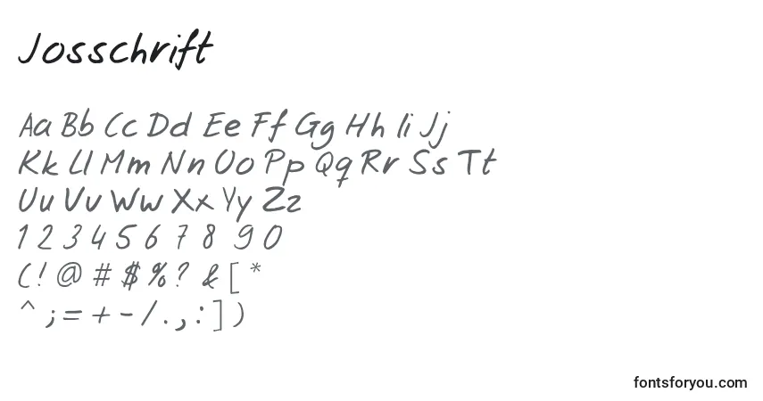 Schriftart Josschrift (131059) – Alphabet, Zahlen, spezielle Symbole