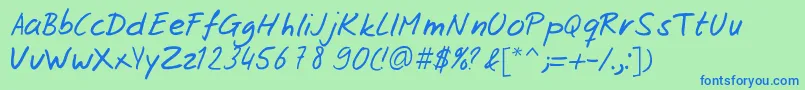Josschrift Font – Blue Fonts on Green Background